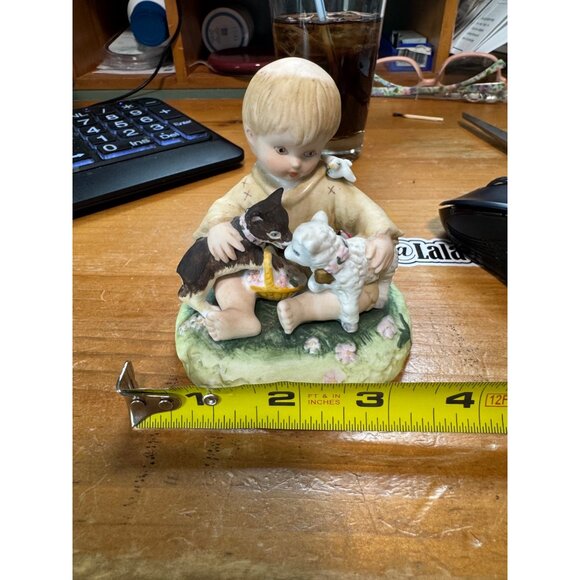Little Francis Schmid Figurine Peace Prayer Collection 1992 Boy With Dog, Bird & - Picture 5 of 13